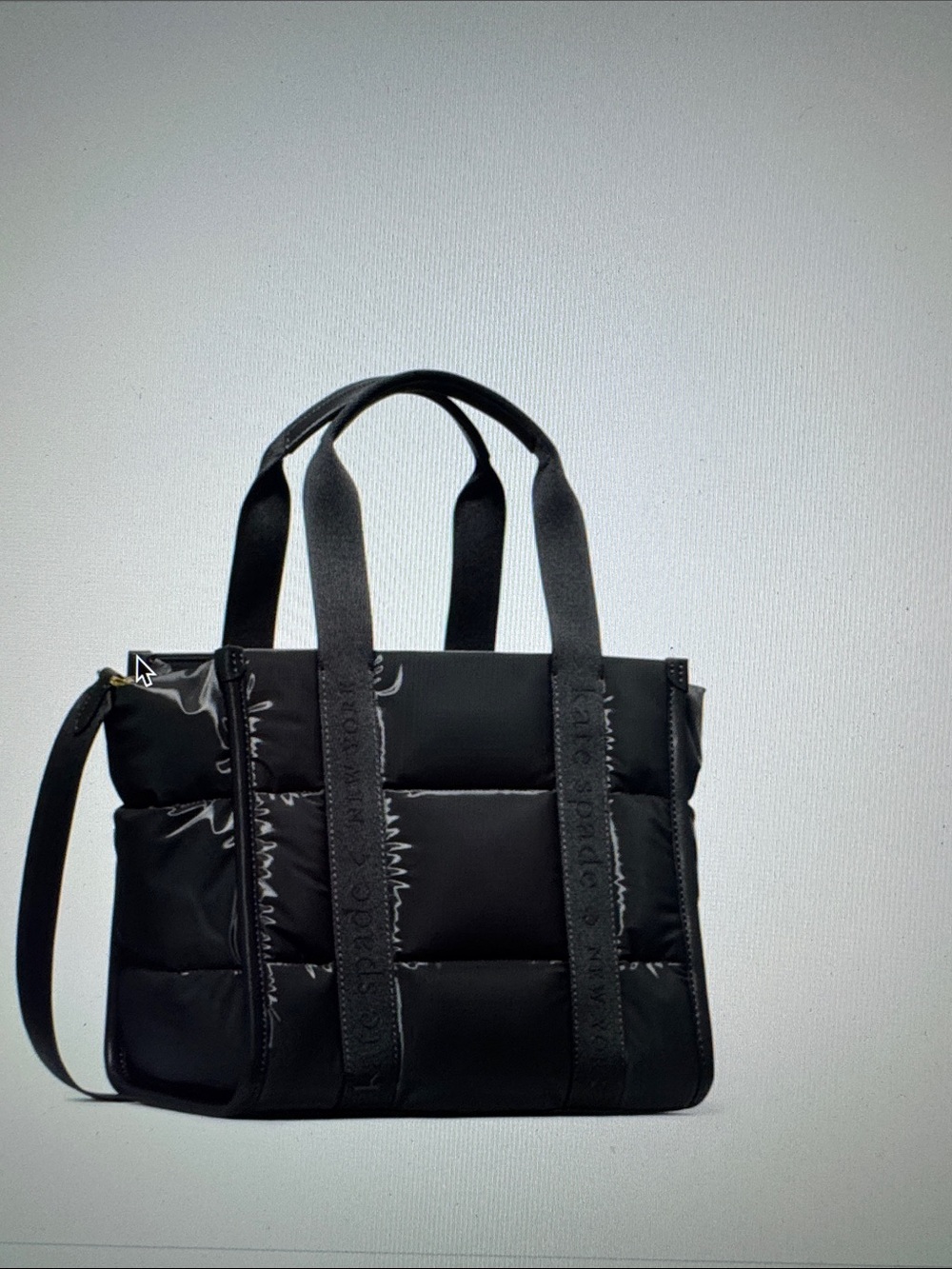 Kate Spade Black Quilted Puffer Tote Bag with crossbody strap